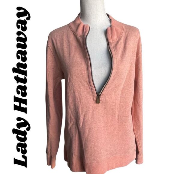 LADY HATHAWAY reversible pullover, pink and brown half zip closure, size M - Picture 1 of 9